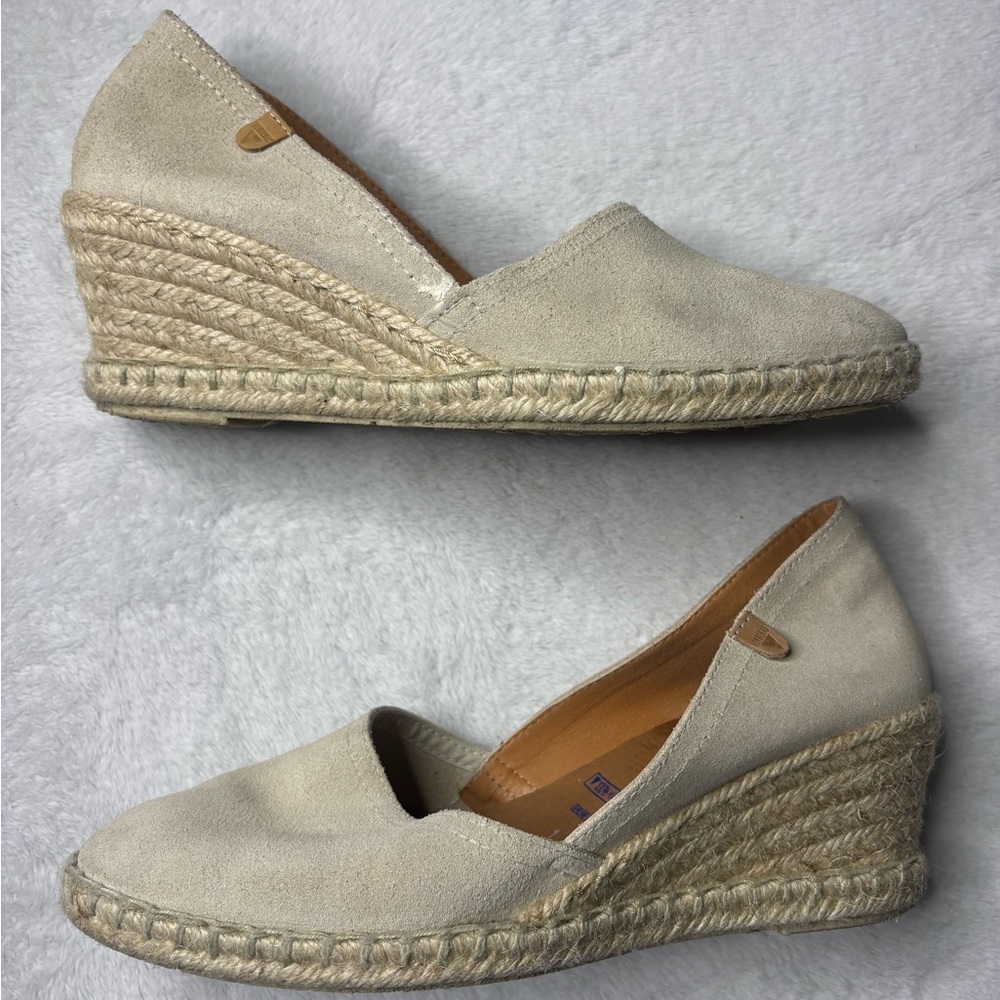 Beige Suede Espadrille Wedge Slip-On - Women